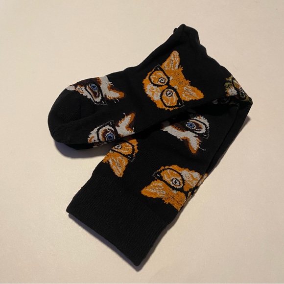 Cats with glasses crew socks O/S women’s SZ 6-10 80%cotton,15%acrylic,5%spandex - Picture 3 of 3